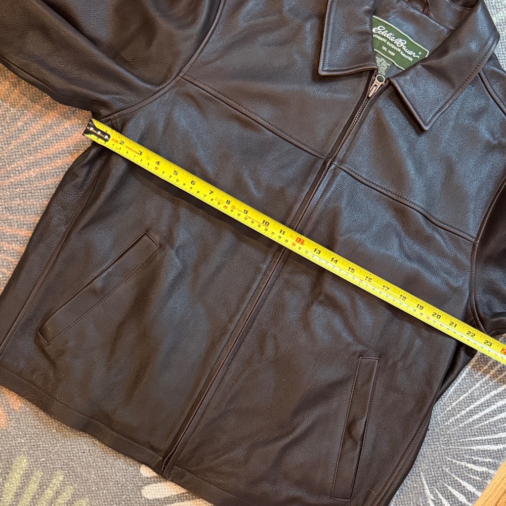 Eddie Bauer Men's Dark Brown Leather Jacket - Picture 7 of 12